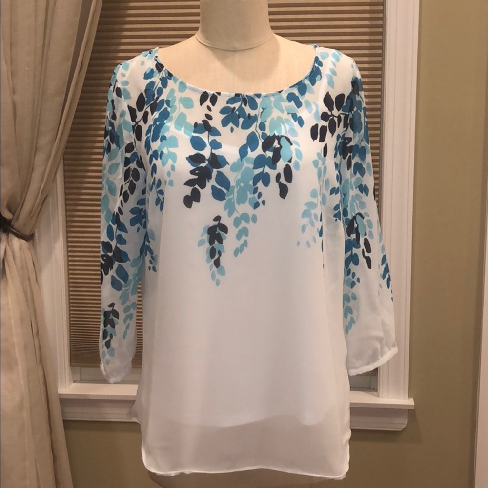 Nwt David Emanuel UK Sheer Leaf Print Blouse